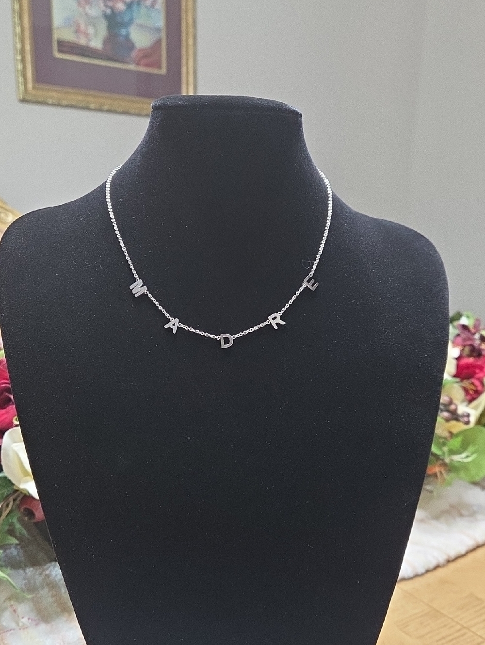 Lot of 12 - Silver 'MADRE' Letter Necklace - Women's Jewelry/pouches